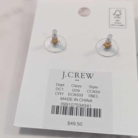 J.Crew Factory Crystal Leaf Statement Earrings - Picture 4 of 5